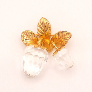 Strawberry Brooch Pin Swarovski Gold Tone Crystal Memories Accessories With Box